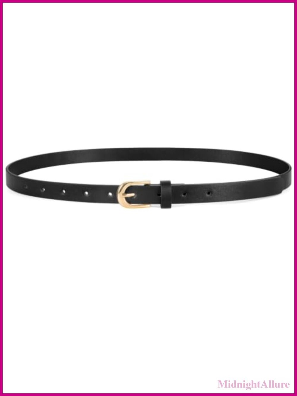 Skinny Faux Leather Belt with Gold Buckle for Jeans Dress Pants